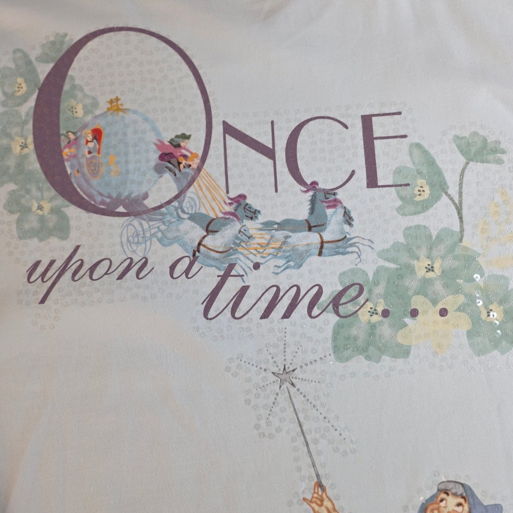 NWT Disney Cinderella 75th Anniversary Shirt Womens XL Blue Sequin Spirit Jersey - Picture 6 of 13
